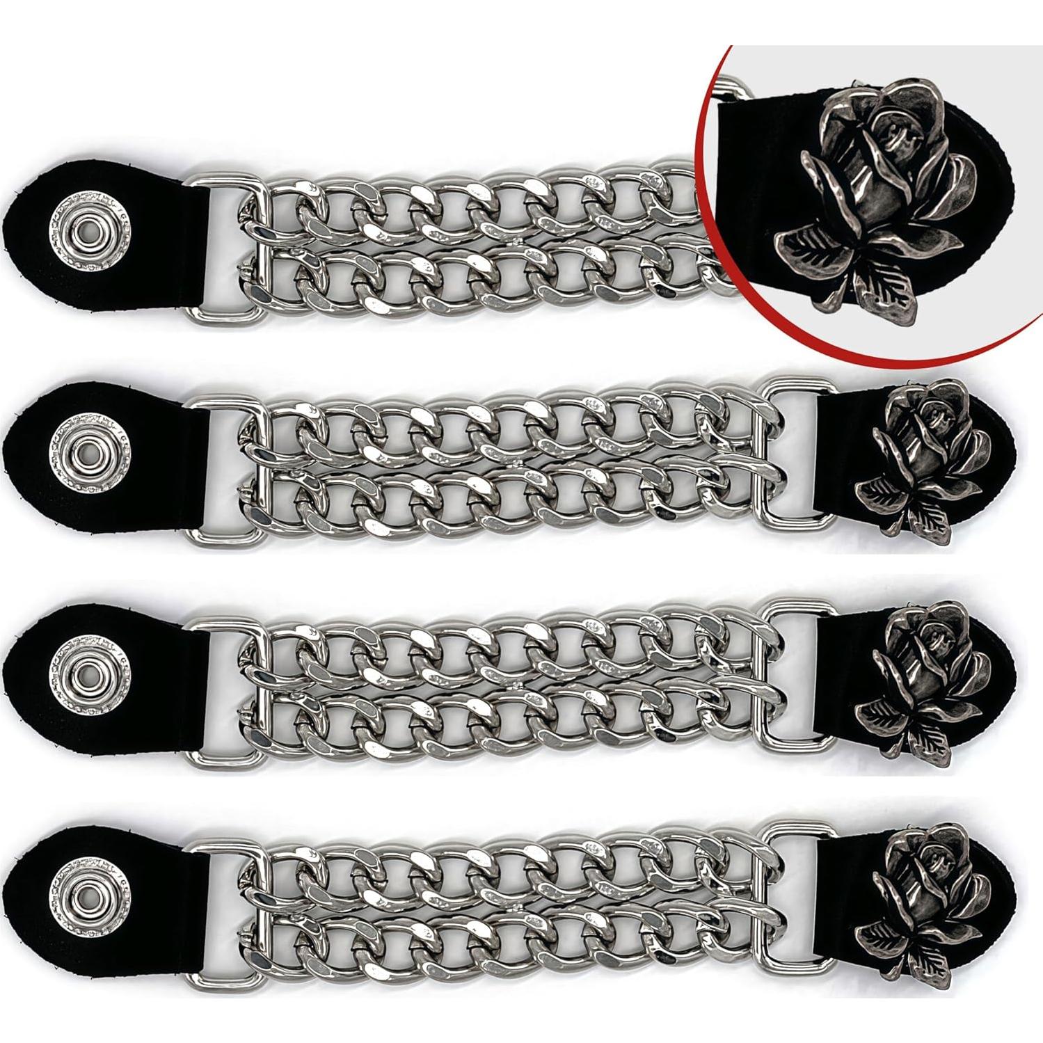 Extensores de Chaleco de Motocicleta 4 PCS - Cuero y Cromo