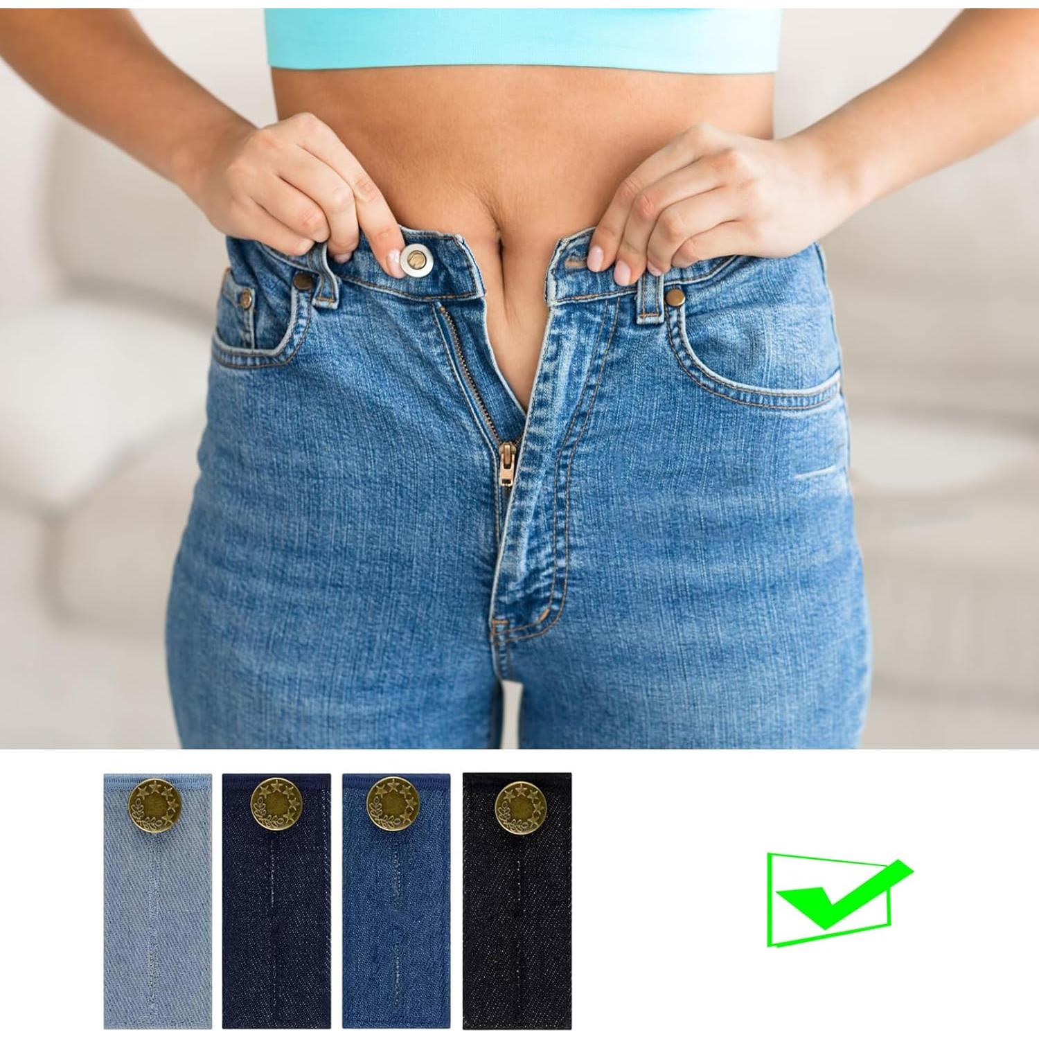 Extensores de Cintura Ajustables GERILKAI - 4 Piezas Mezclilla