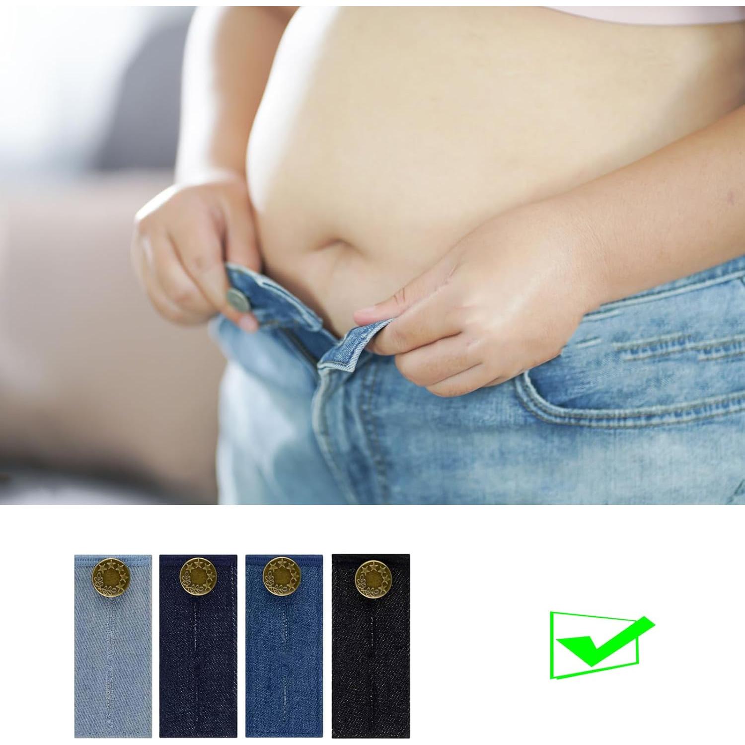 Extensores de Cintura Ajustables GERILKAI - 4 Piezas Mezclilla