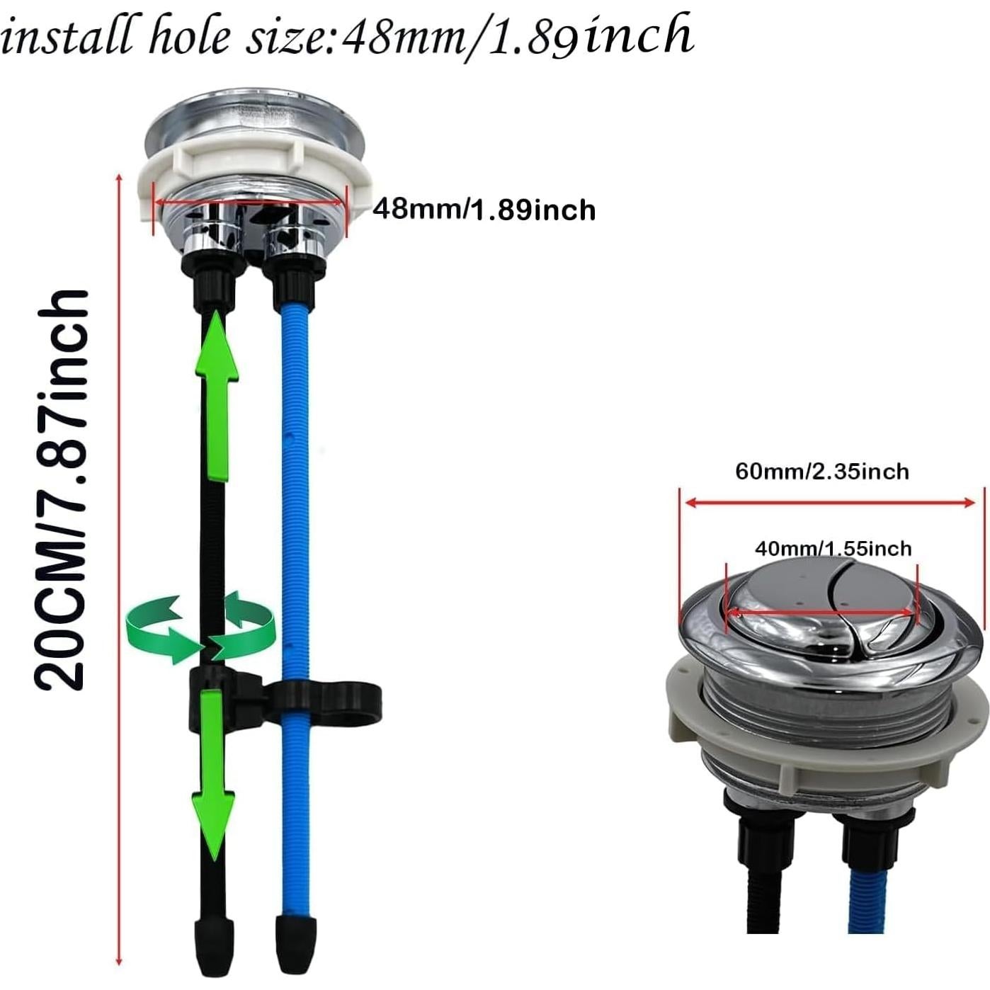 Botón de descarga dual Alovexiong 48mm con extensión 20cm