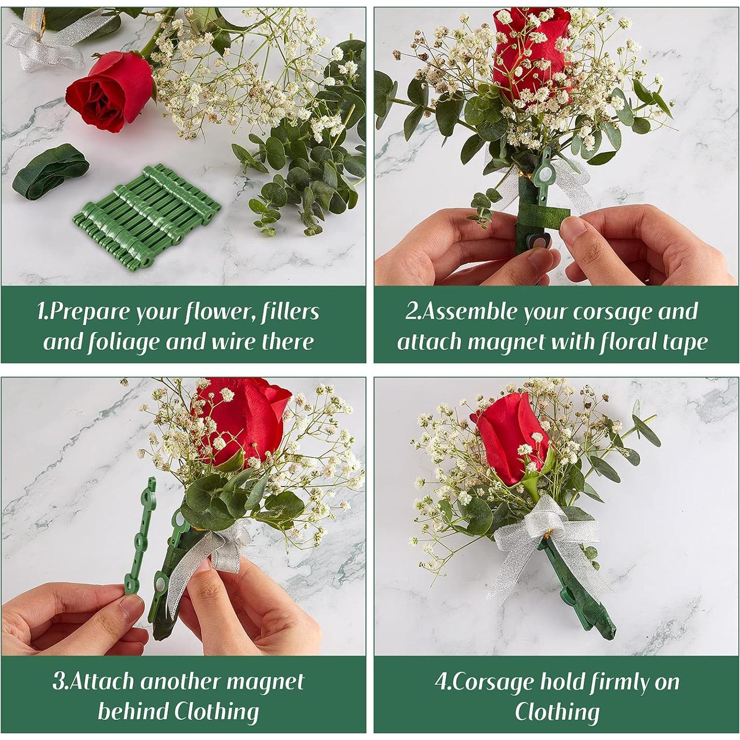 20 Pares de Pines Magnéticos Waydress para Corsage Verde