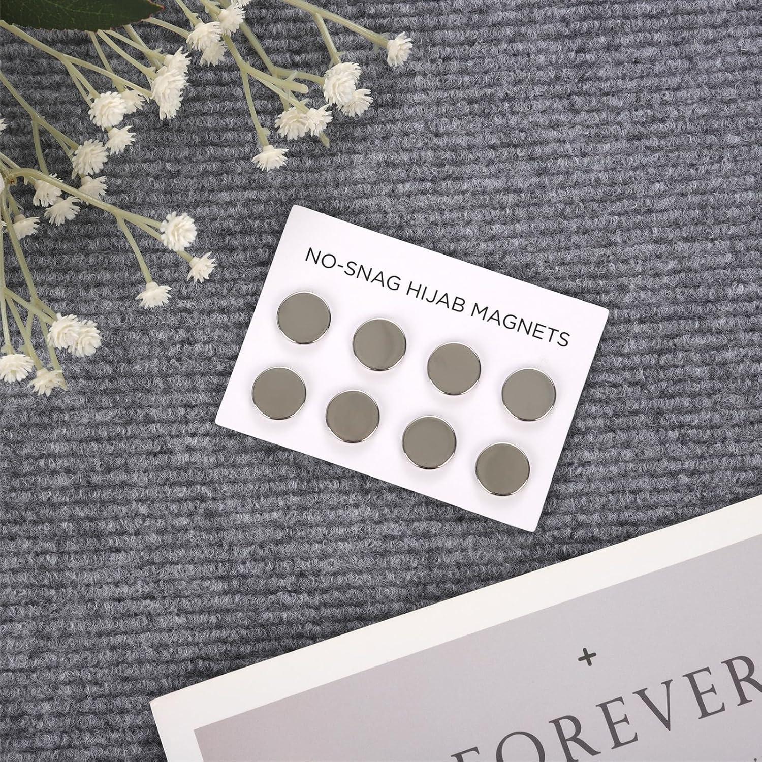 8 Alfileres Magnéticos para Hijab PEUTIER - Clip Multiusos Plata