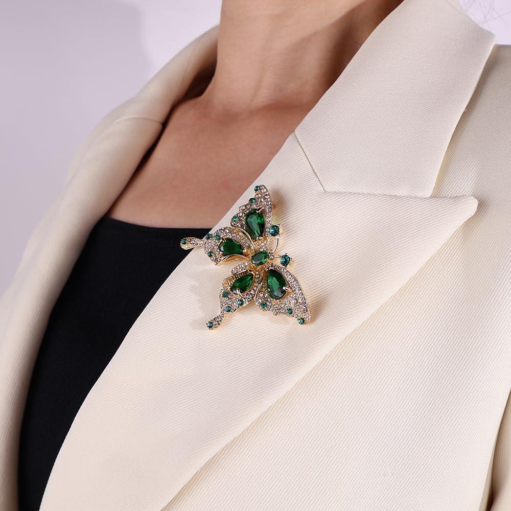 Broche de Mariposa Hueco Yuruyi con Rhinestone para Mujeres