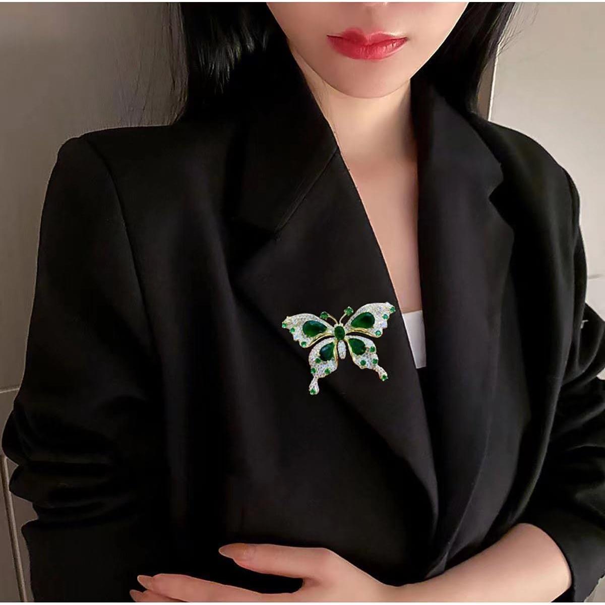 Broche de Mariposa Hueco Yuruyi con Rhinestone para Mujeres
