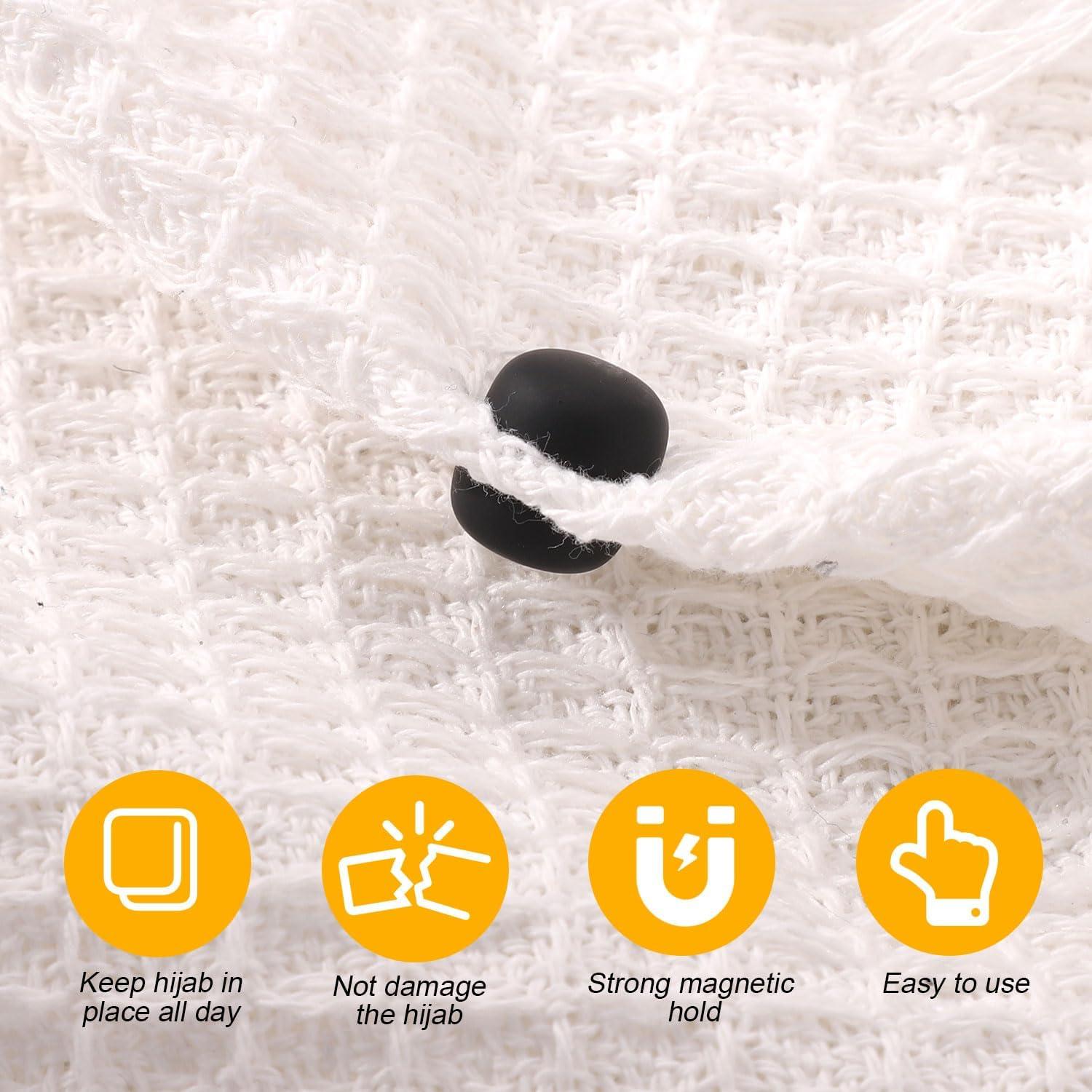 8 Pines Magnéticos para Hijab XIHIRCD - Broches Sin Pin Negros