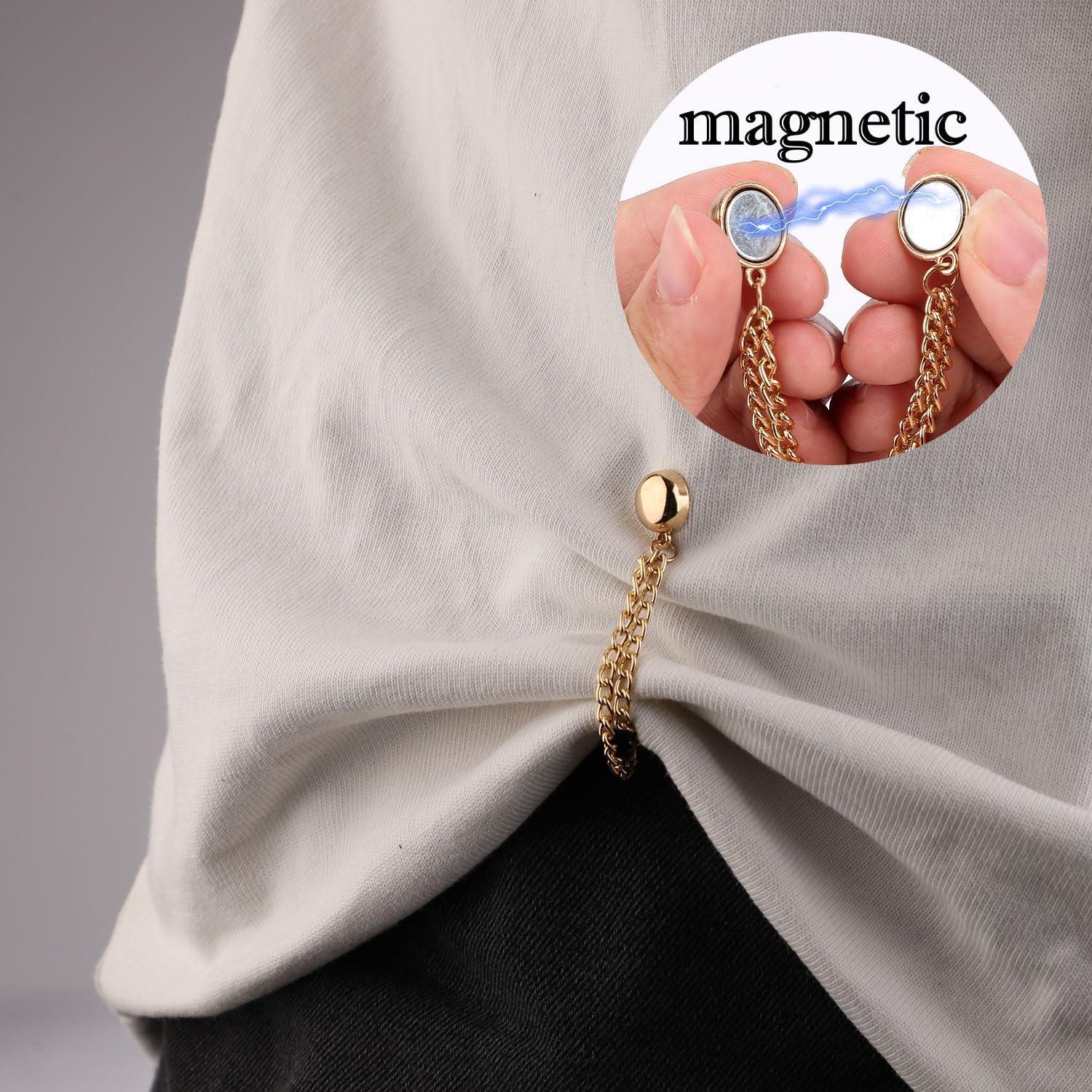 4 Clips Magnéticos para Ropa NQEUEPN Dorado Ajustables