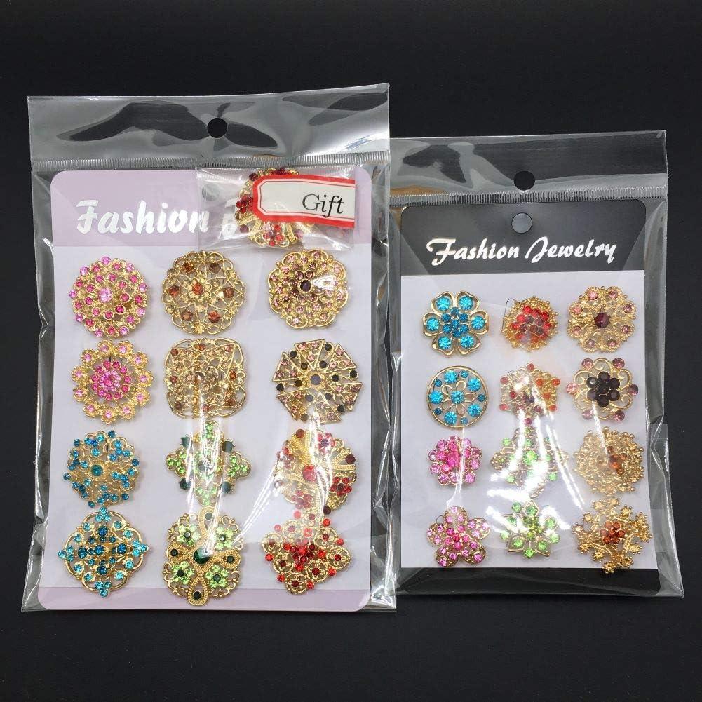 Lote 24 Broches de Cristal Multicolor Mutian 3-3.5cm