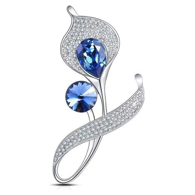 Broche de Aleación Azul en Forma de Lirio Zxxmeet 6.2cm