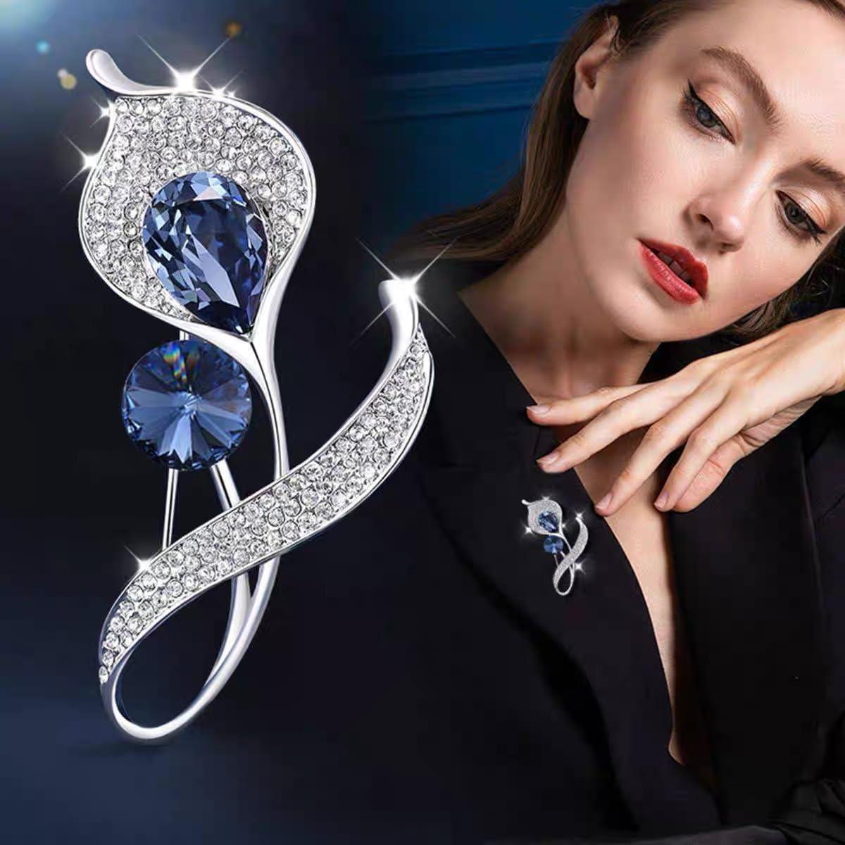 Broche de Aleación Azul en Forma de Lirio Zxxmeet 6.2cm