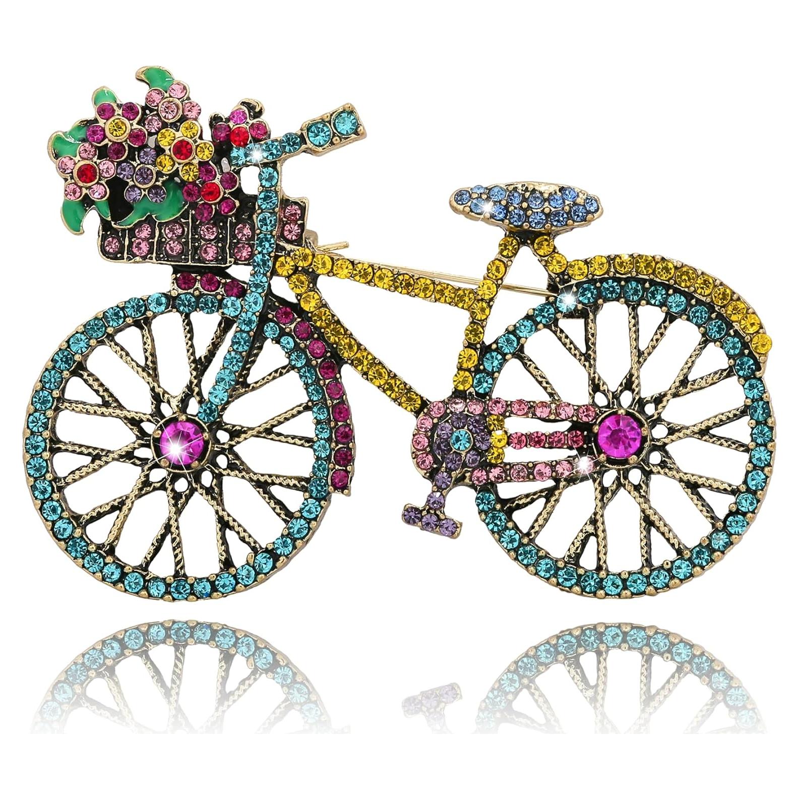 Broche de Cristal Rhinestone Azul para Mujeres - 7.3x5.2cm