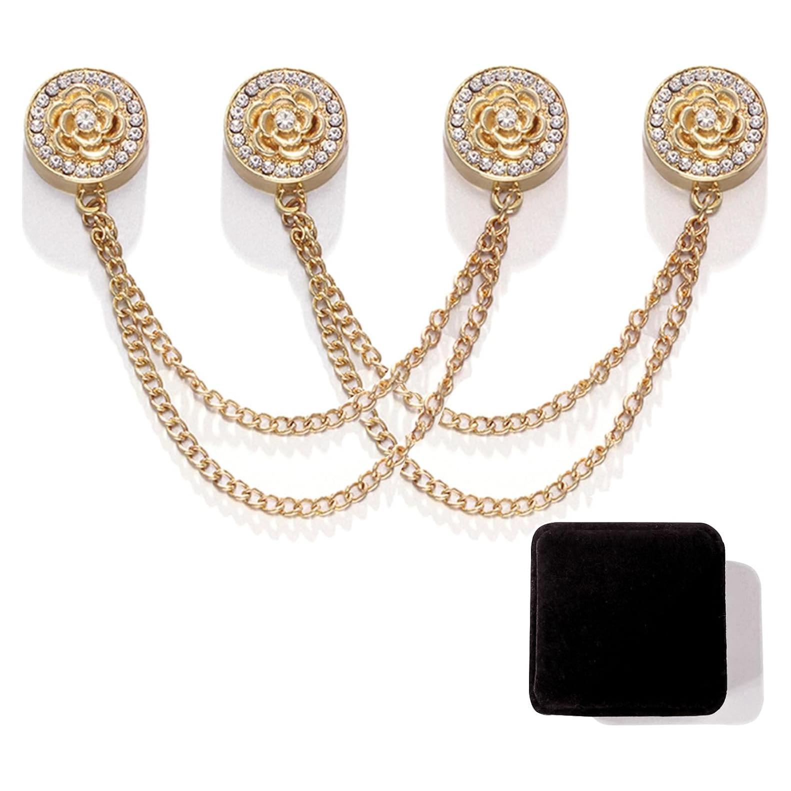 Imanes Fuertes para Hijab con Cadena Oro Estilo Flor