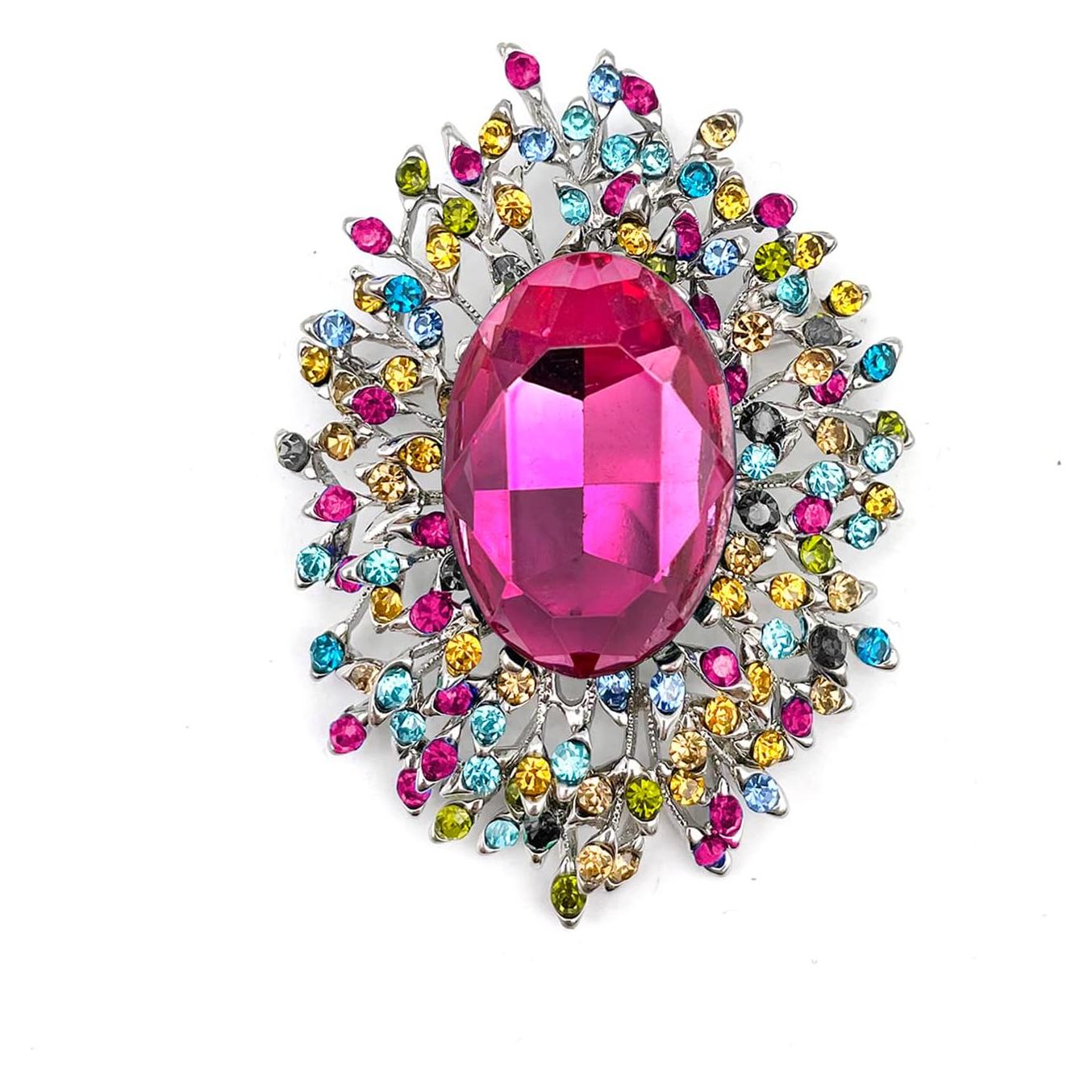 Alfiler de Cristal de Circonio Rosa YOQUCOL 6.4x4.9cm