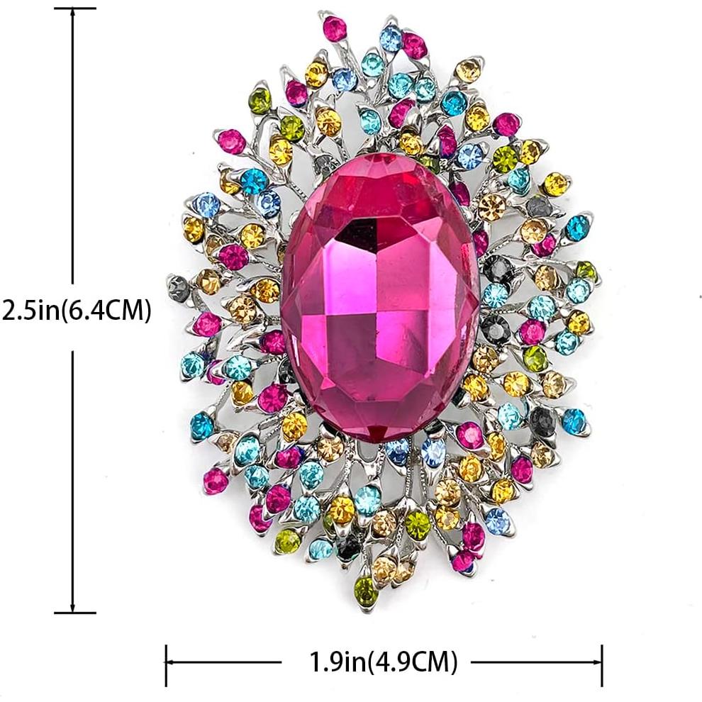 Alfiler de Cristal de Circonio Rosa YOQUCOL 6.4x4.9cm