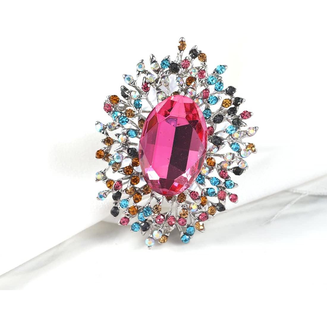 Alfiler de Cristal de Circonio Rosa YOQUCOL 6.4x4.9cm