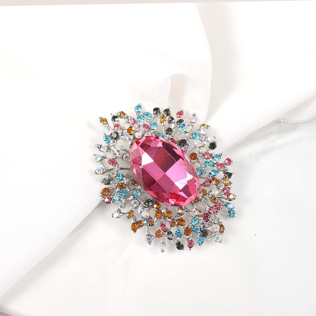 Alfiler de Cristal de Circonio Rosa YOQUCOL 6.4x4.9cm