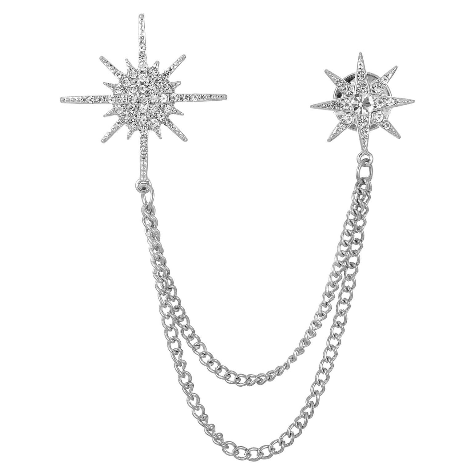 Broche de Estrella Plateado MBAIYO con Rhinestones 15cm