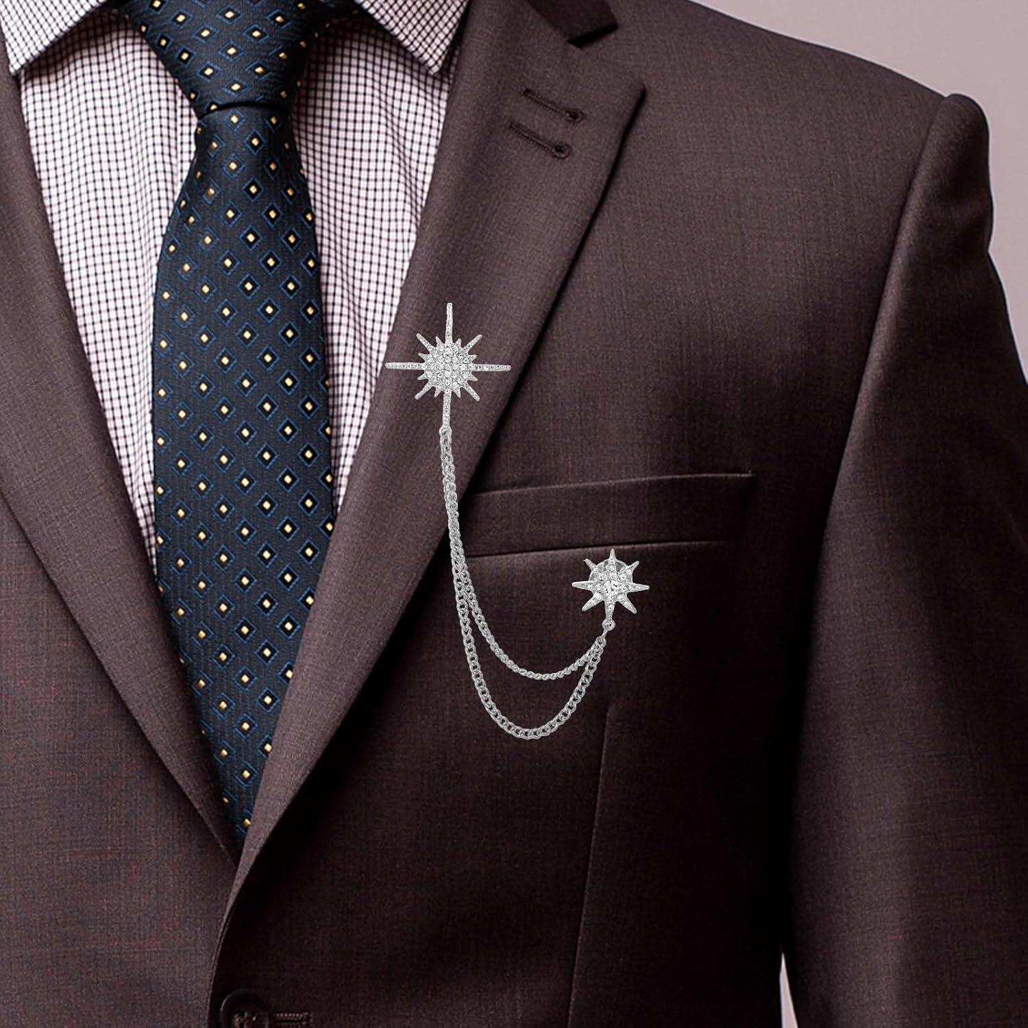 Broche de Estrella Plateado MBAIYO con Rhinestones 15cm