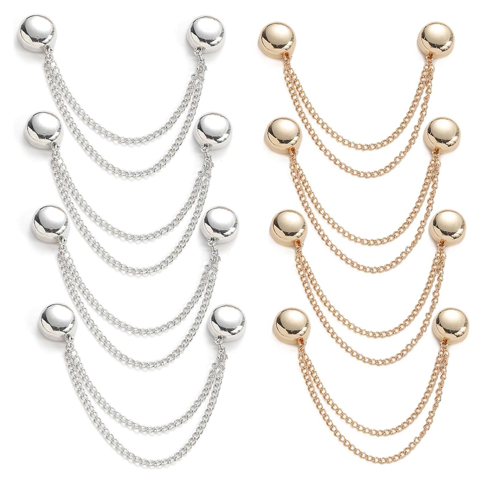 8 Clips Sujetador de Dobladillo Magnético TECHPLUS - Dorado y Plateado