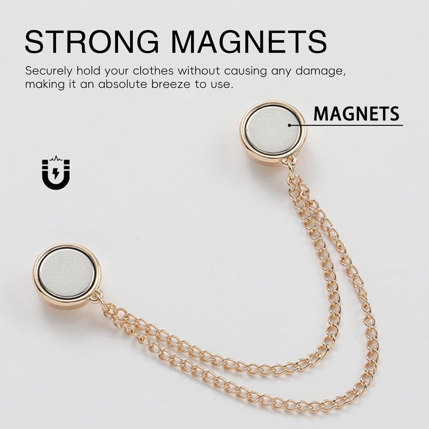 8 Clips Sujetador de Dobladillo Magnético TECHPLUS - Dorado y Plateado