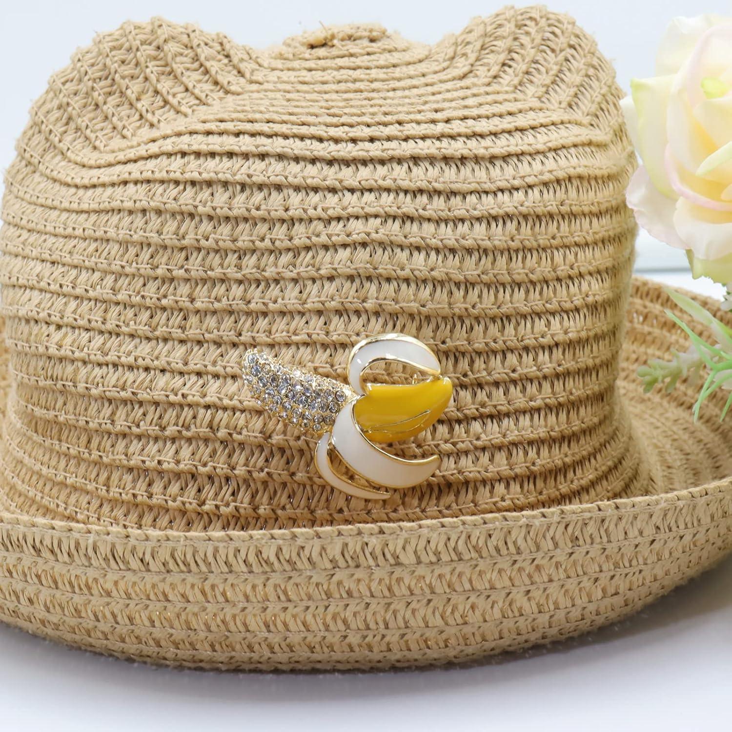 Broche de plátano dorado con cristales para mujer - Joyería DIY