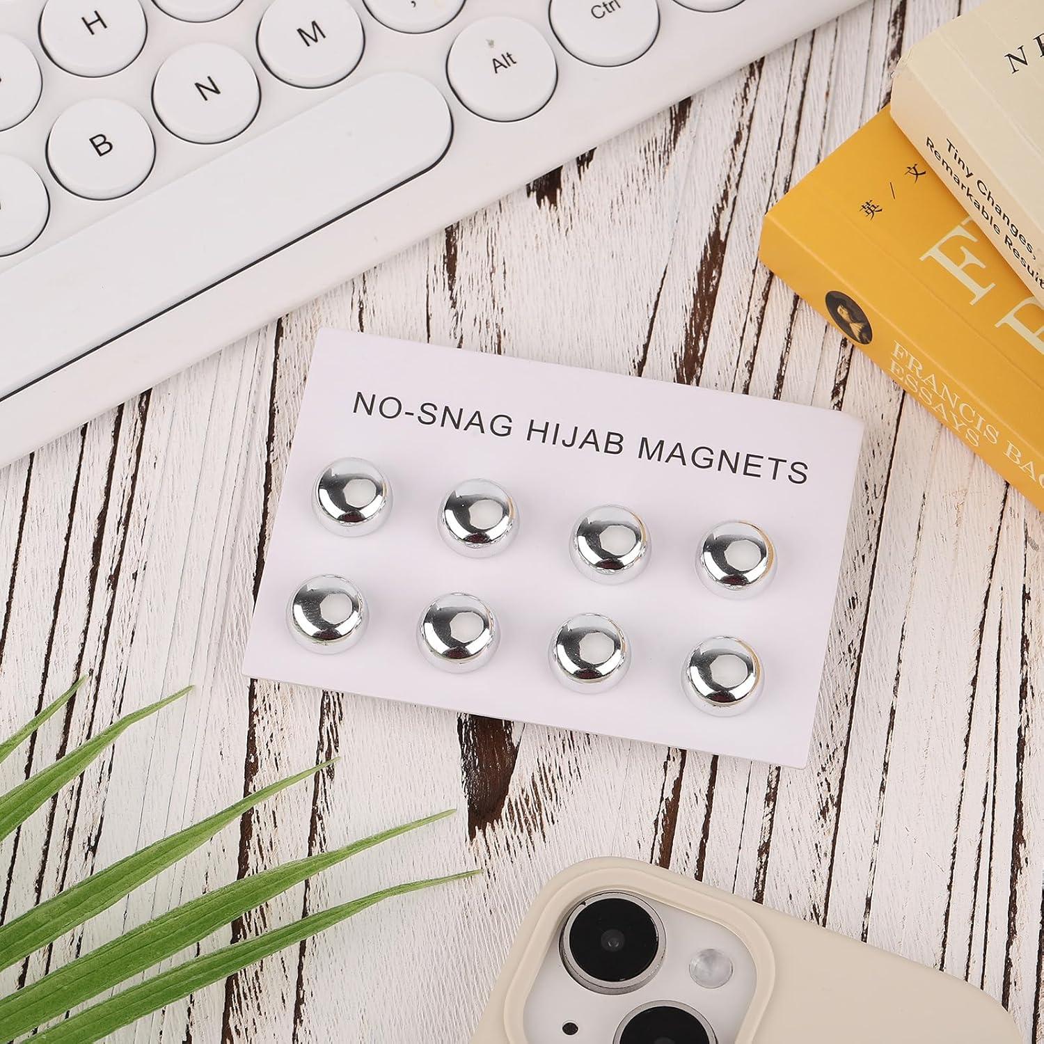 8 Alfileres Magnéticos para Hijab XIHIRCD Plateados 1.2cm