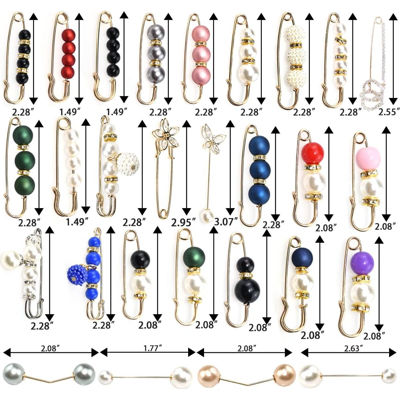 46 Piezas Broches de Perlas y Strass MARRTEUM para Ropa