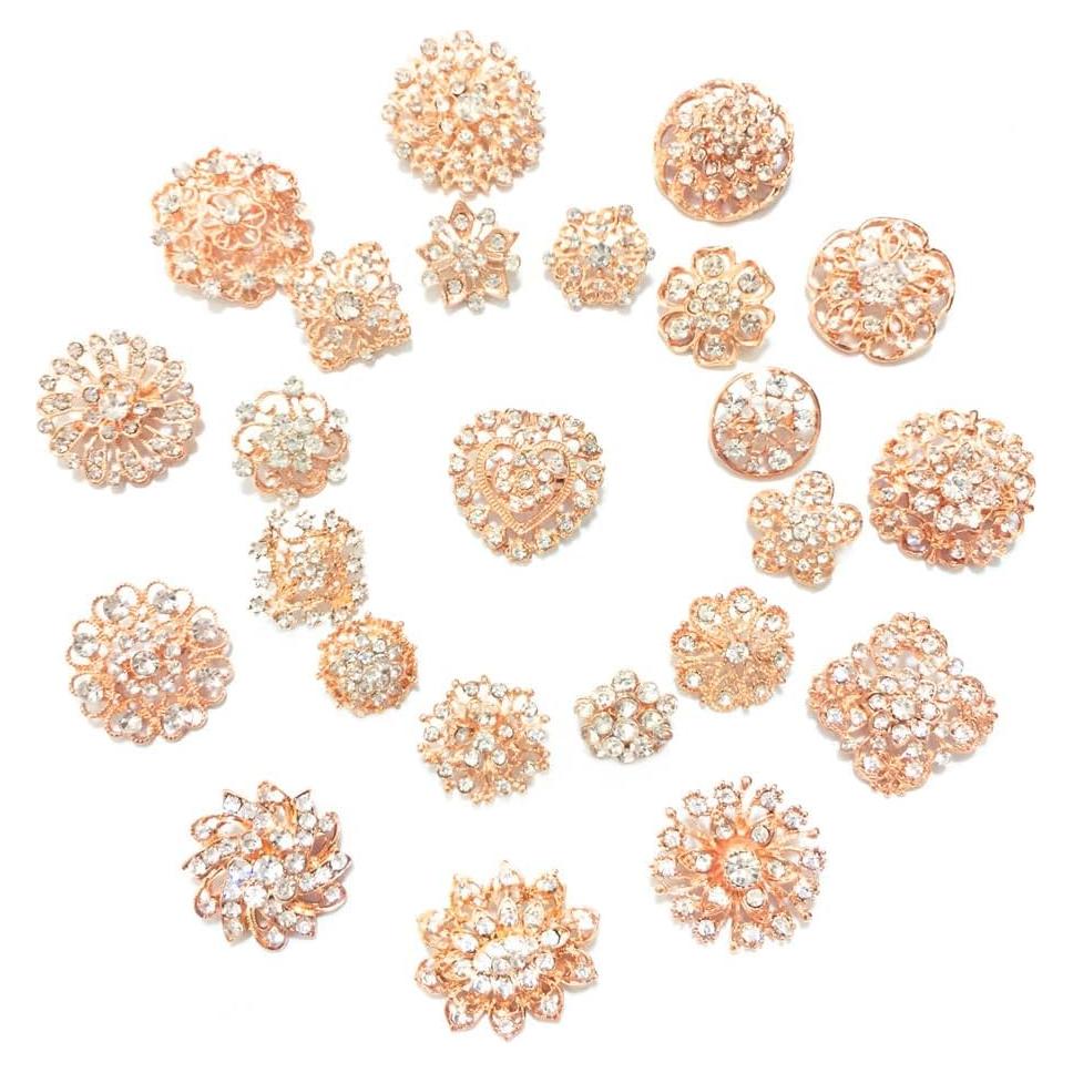 Conjunto de 24 broches de cristal ZINSBEDI en forma de flor