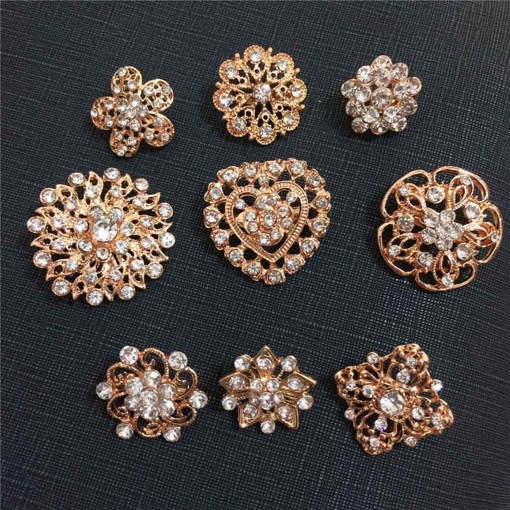 Conjunto de 24 broches de cristal ZINSBEDI en forma de flor