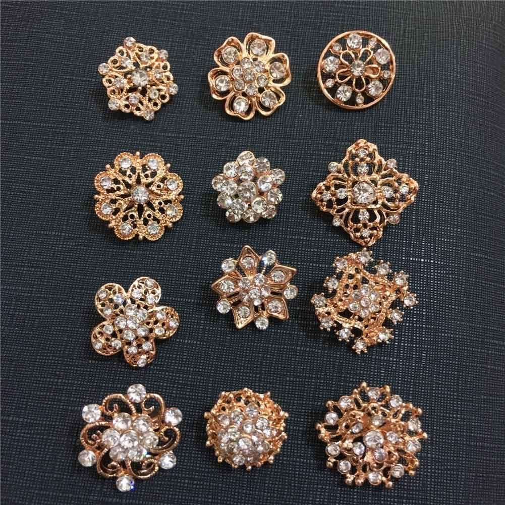 Conjunto de 24 broches de cristal ZINSBEDI en forma de flor