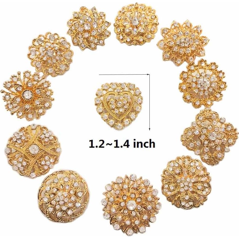 Conjunto de 24 broches de cristal ZINSBEDI en forma de flor