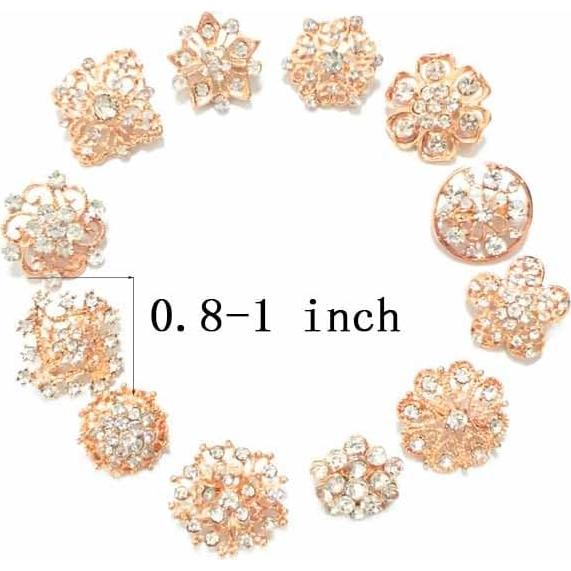 Conjunto de 24 broches de cristal ZINSBEDI en forma de flor