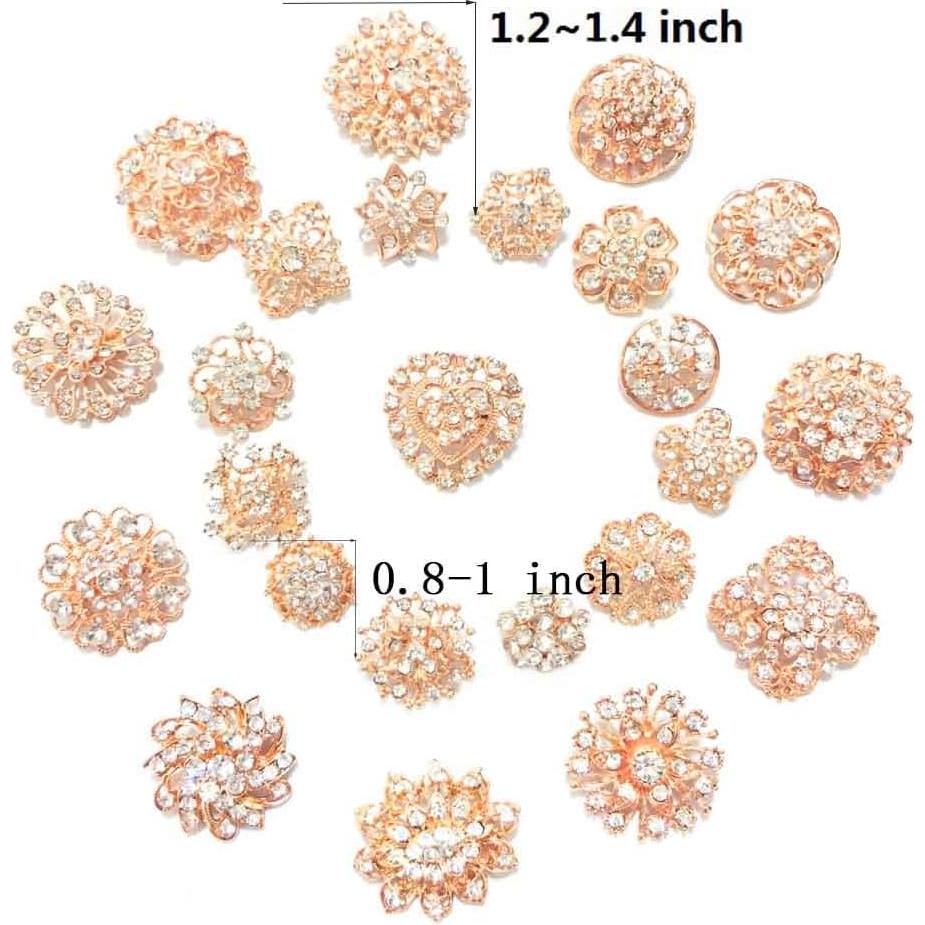 Conjunto de 24 broches de cristal ZINSBEDI en forma de flor