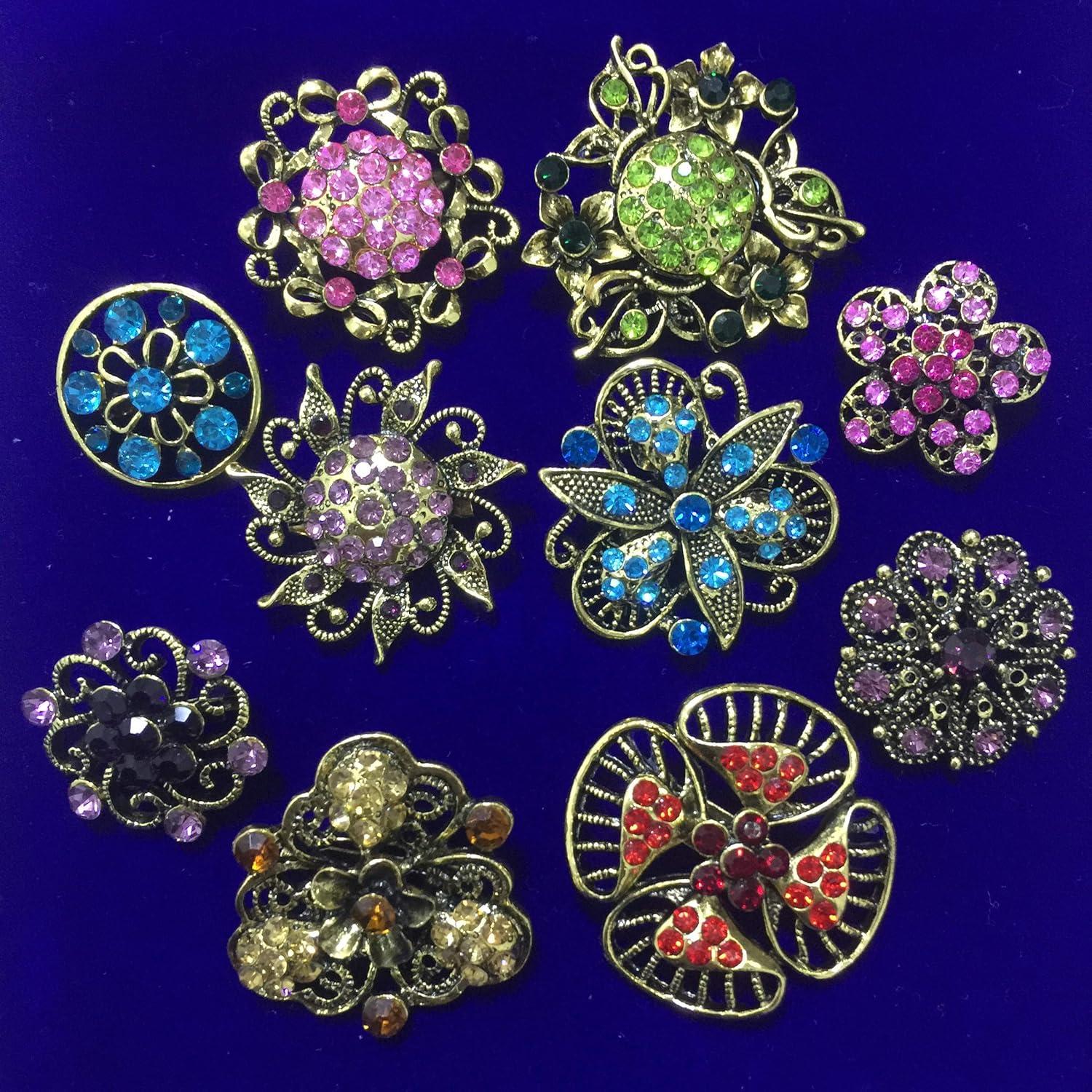 Ezing Lote 36 Broches de Cristal Flor para Ramo de Boda