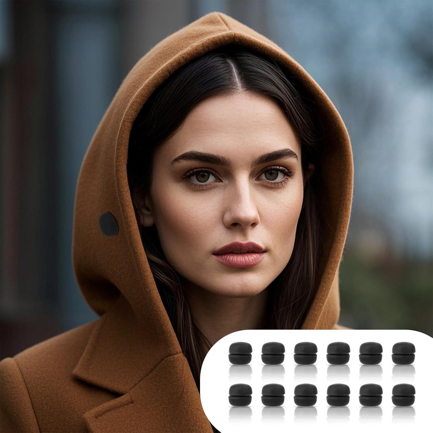 12 Pines Magnéticos para Hijab Tinoaly, Negros, 1.27cm