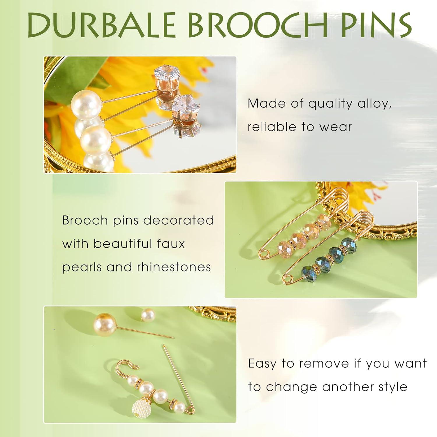 17 Alfileres de Perlas Falsas con Rhinestones para Mujeres