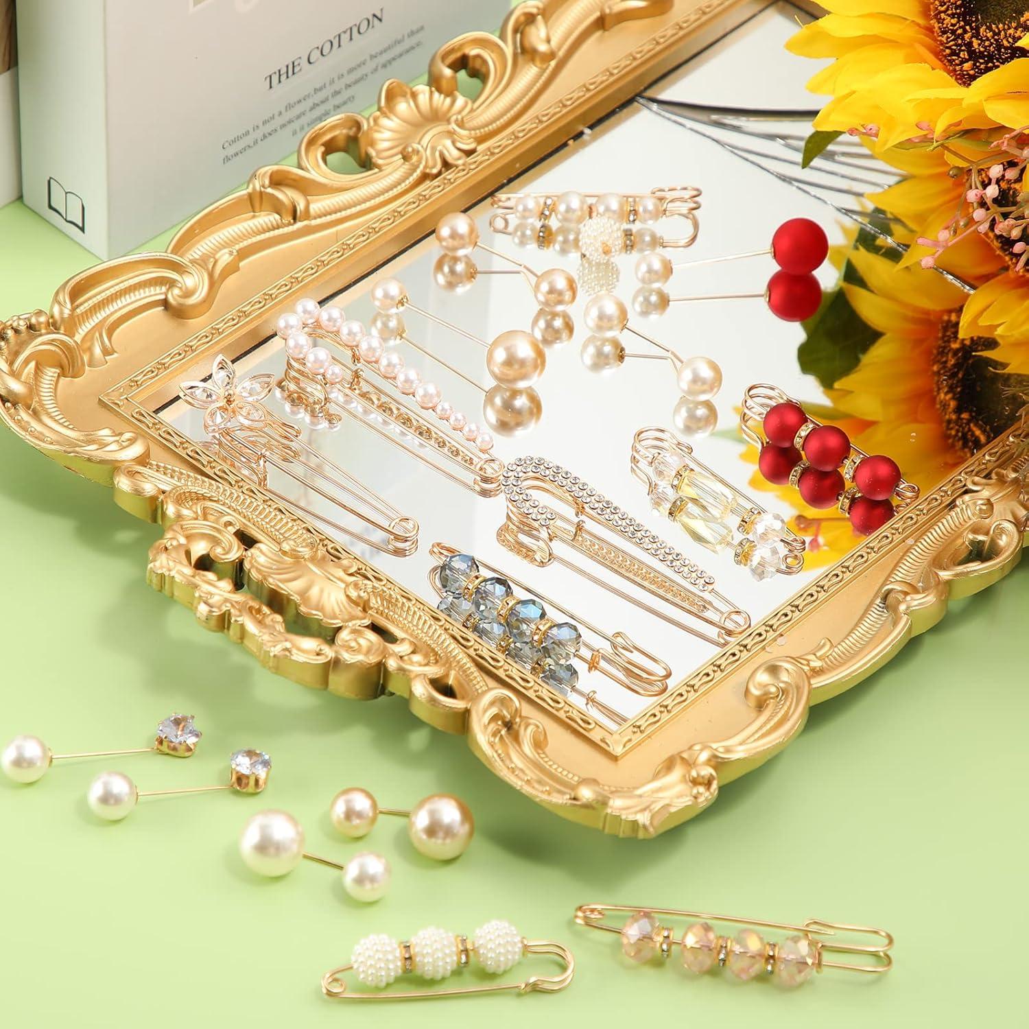 17 Alfileres de Perlas Falsas con Rhinestones para Mujeres