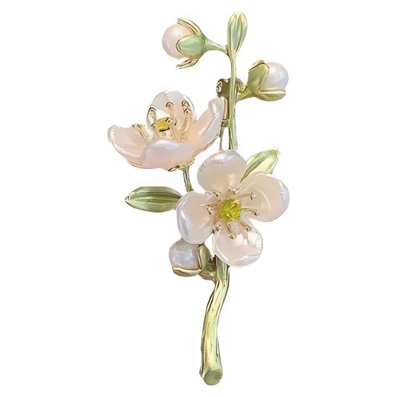 Broche de Flor Vintage Esmalte Premium Jazmín para Mujeres