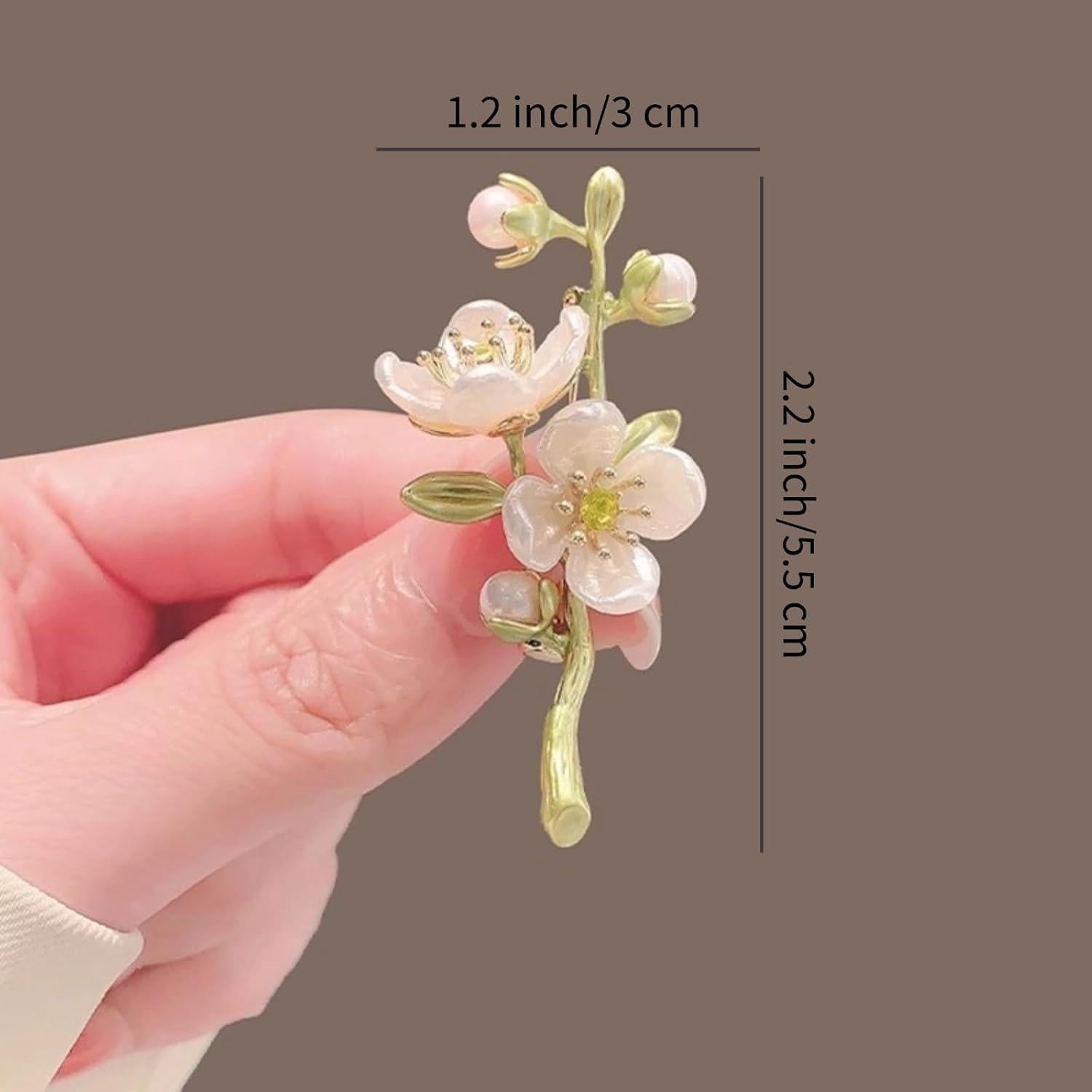 Broche de Flor Vintage Esmalte Premium Jazmín para Mujeres