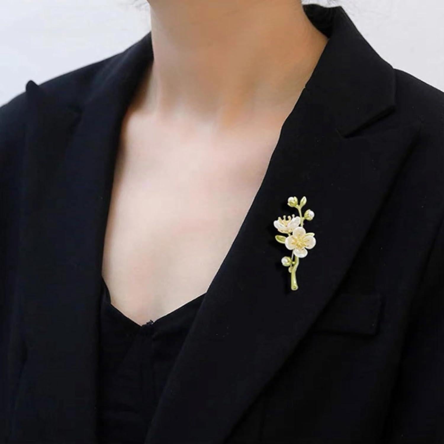 Broche de Flor Vintage Esmalte Premium Jazmín para Mujeres