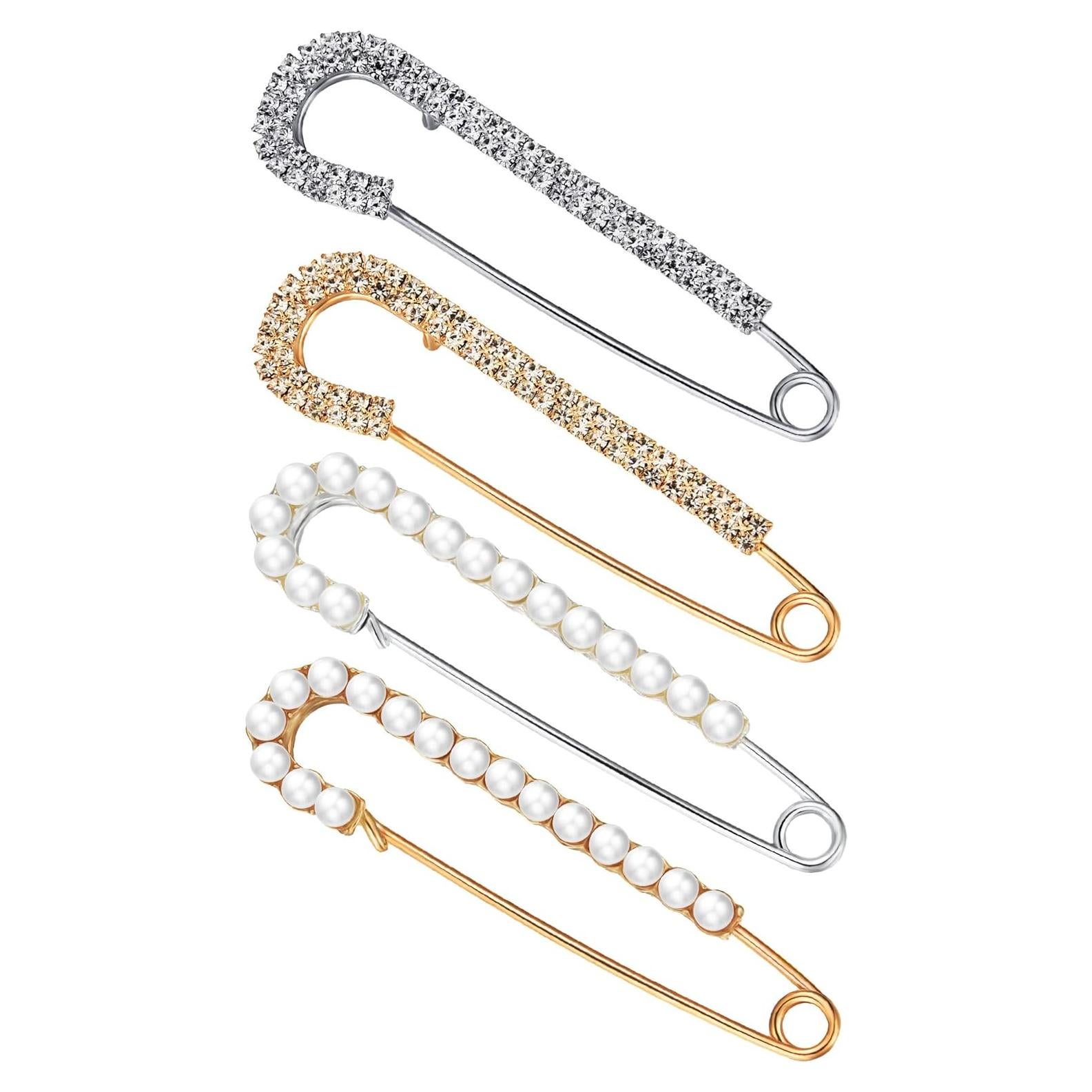 Pinzas de Broche para Mujeres Boao - 4 Piezas con Perlas y Cristales