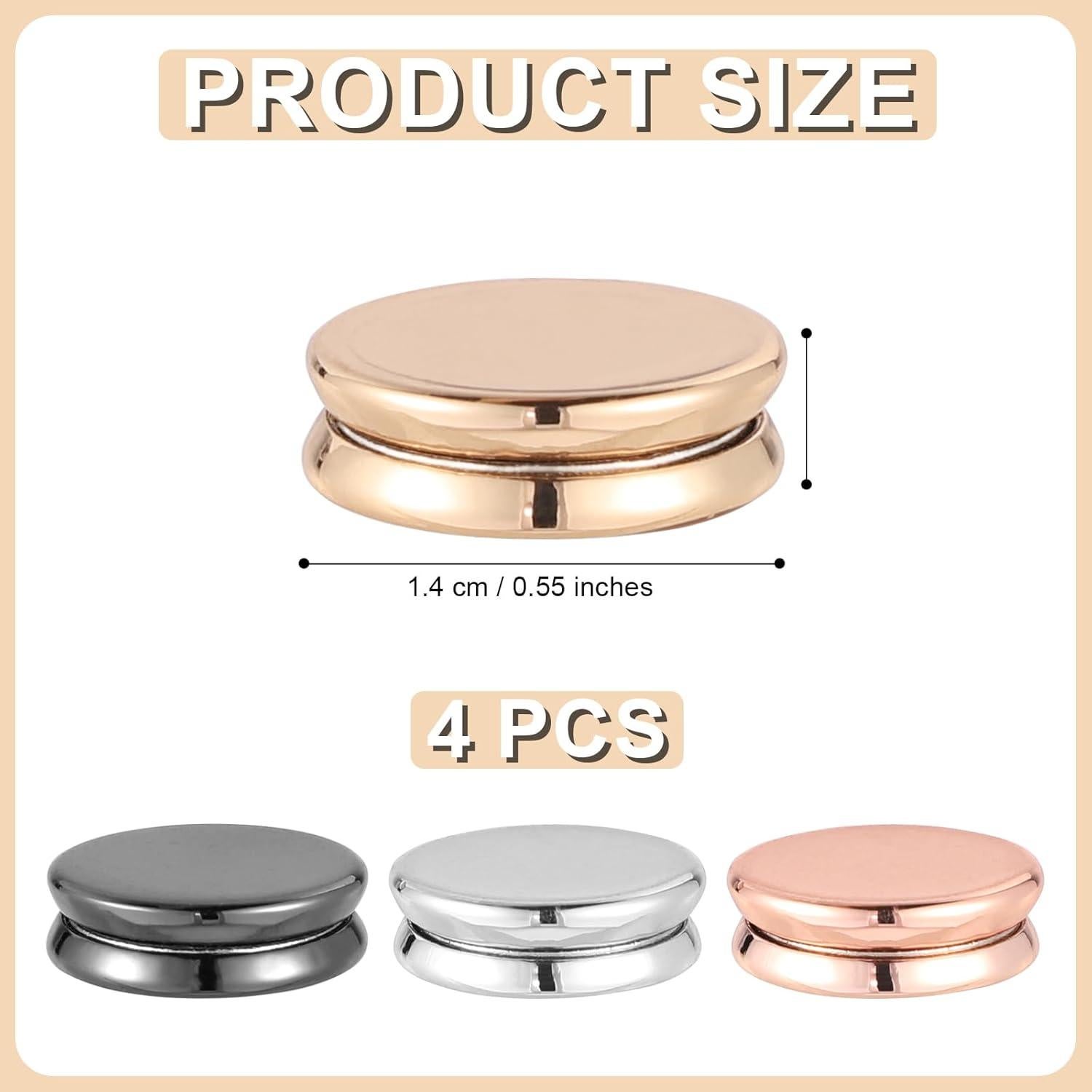 4 Alfileres Magnéticos Oblatos para Hijab - Imán Premium Plata