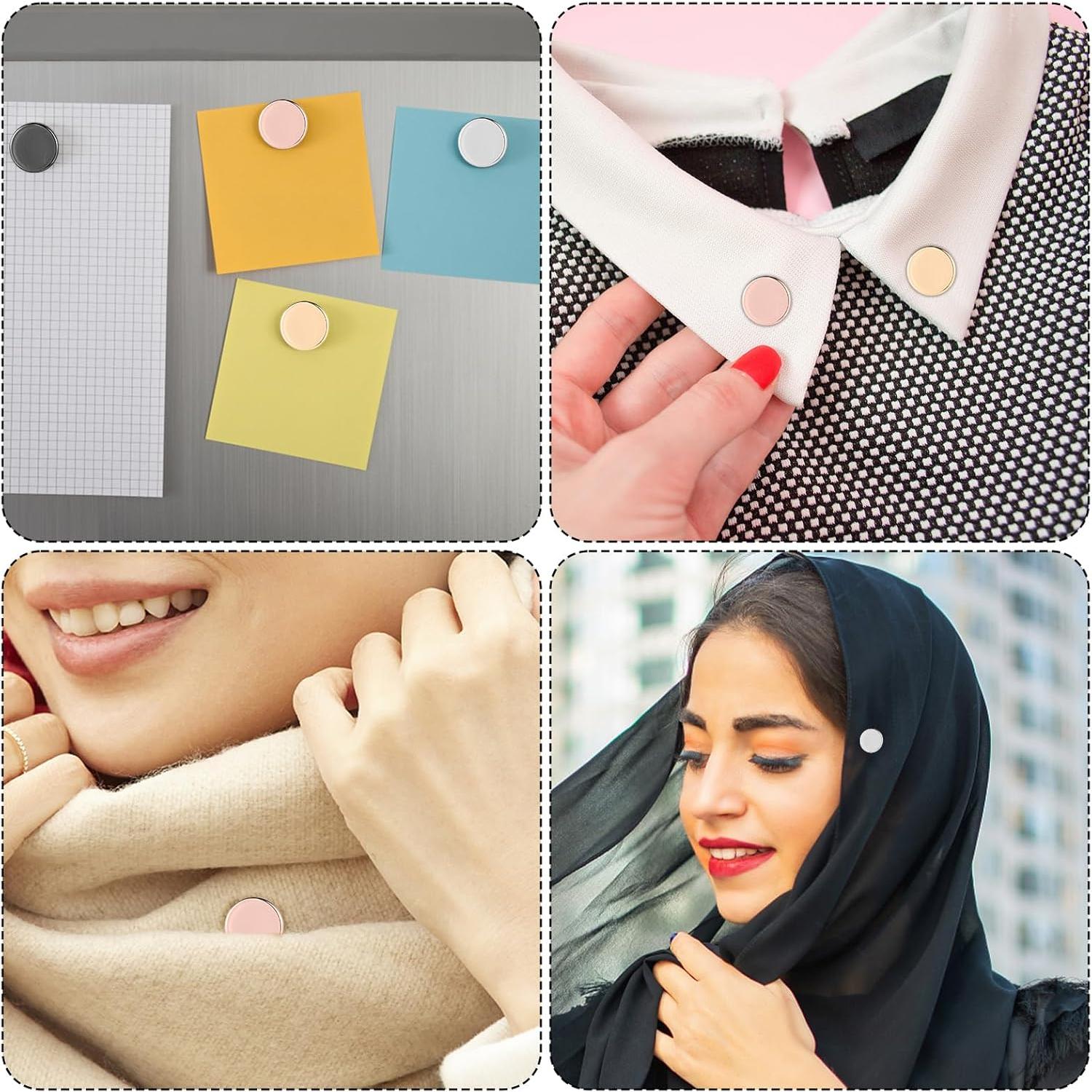 4 Alfileres Magnéticos Oblatos para Hijab - Imán Premium Plata