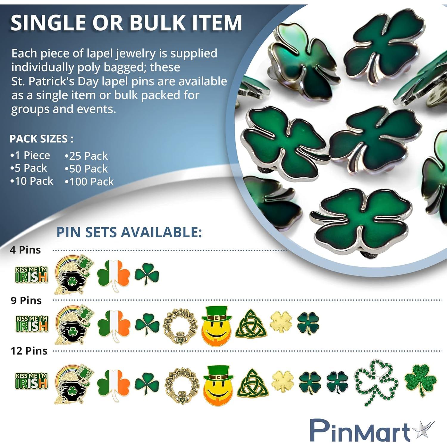 Pin de Solapa San Patricio PinMart - Trébol Verde 2.54cm