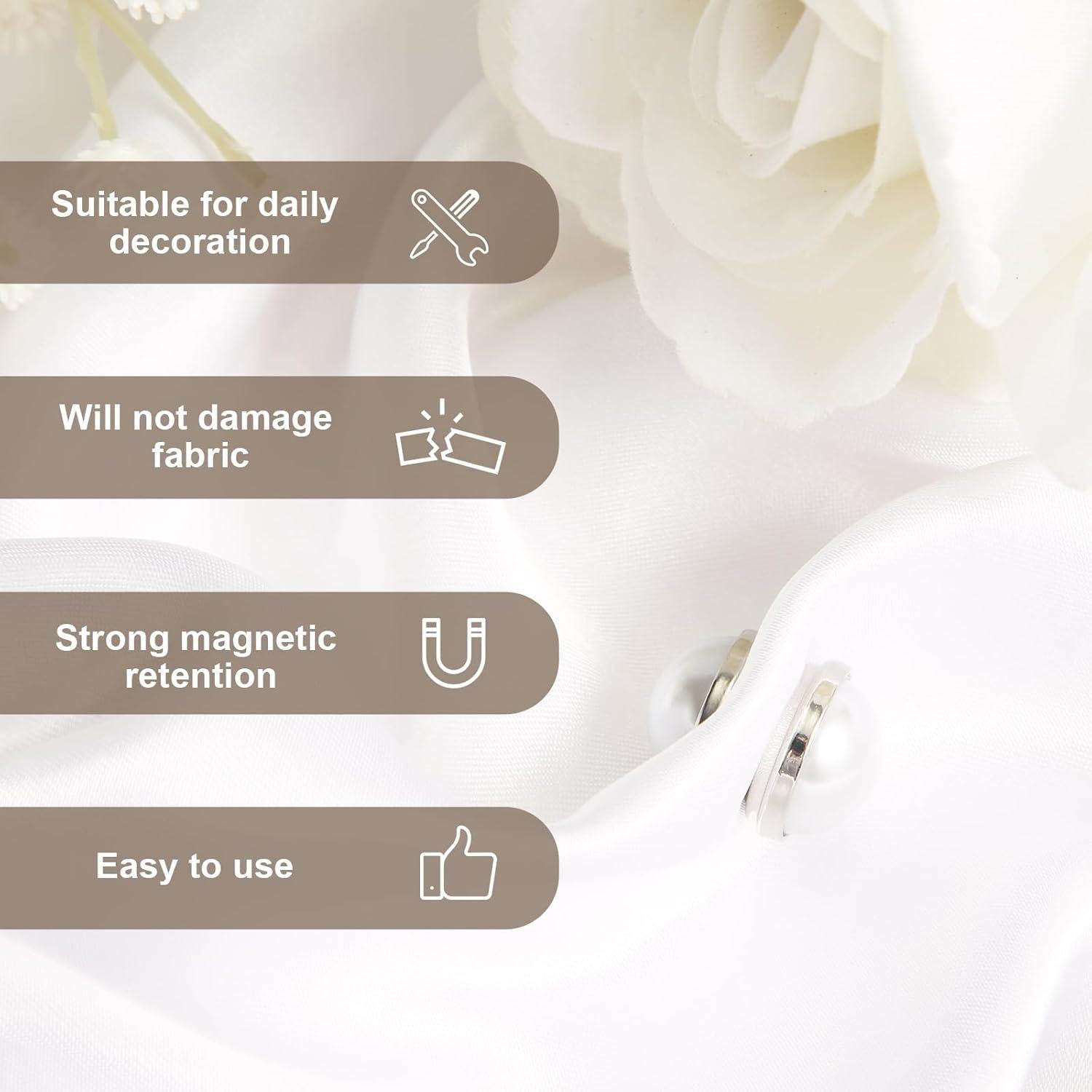 8 Pesos Magnéticos de Perlas para Velo de Boda Plata