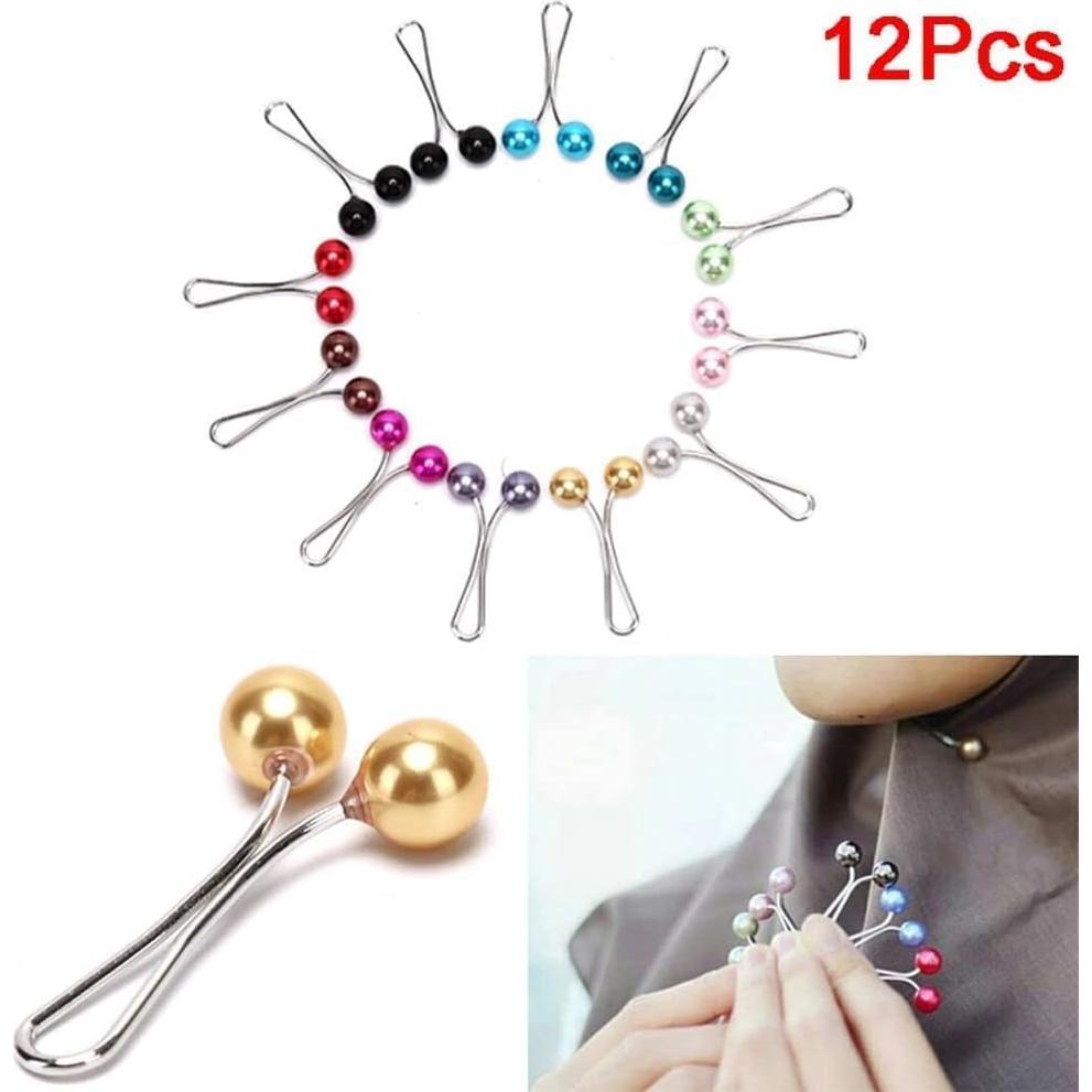 12 Pinzas de Perlas Multicolor para Bufanda Galepromot