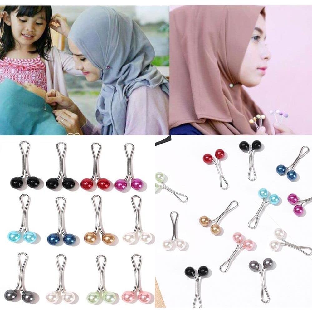 12 Pinzas de Perlas Multicolor para Bufanda Galepromot