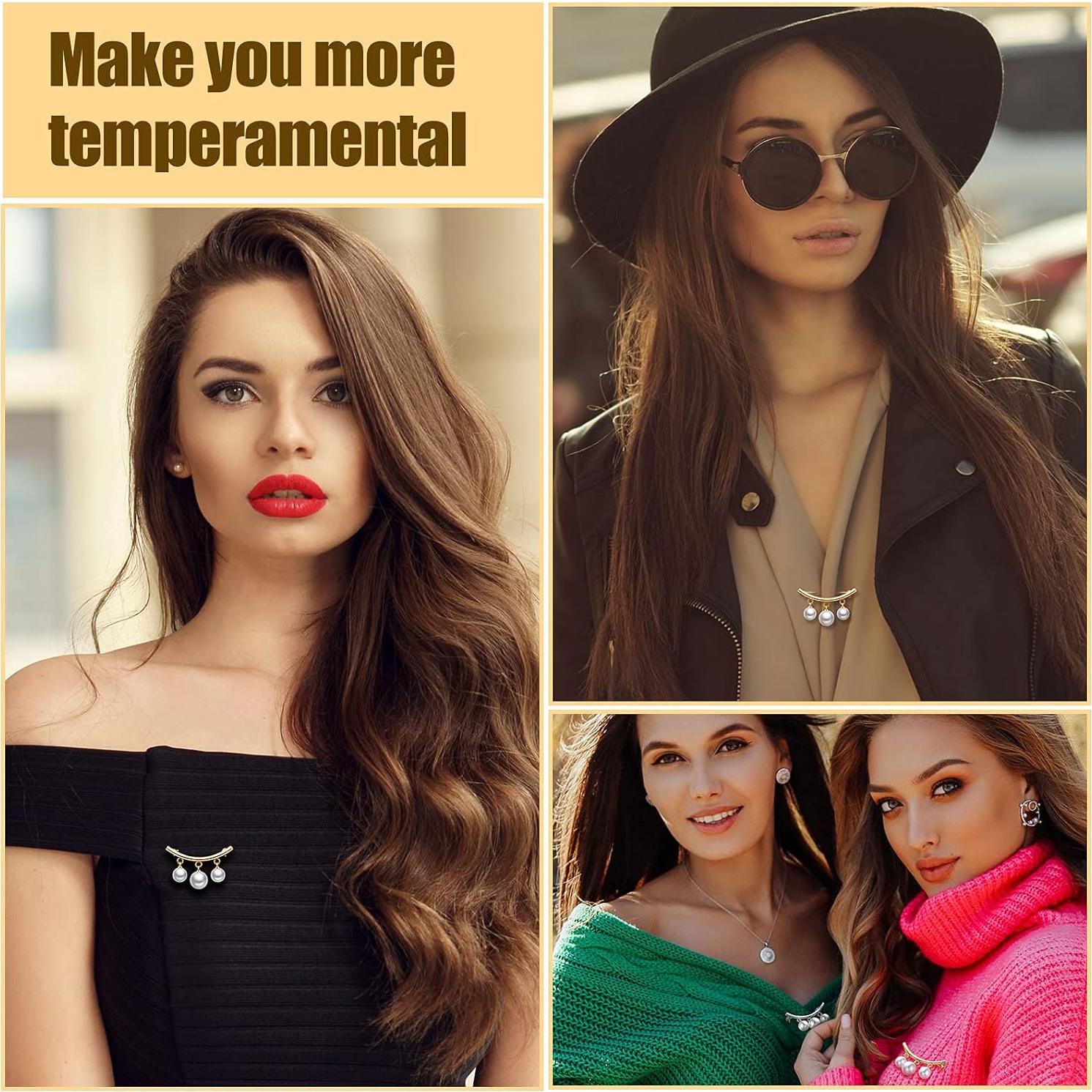 Alfileres de Perlas Artificiales WILLBOND 2 Piezas Oro Plata