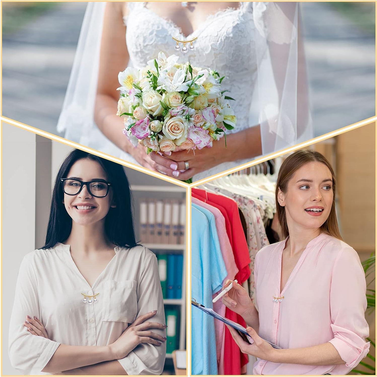 Alfileres de Perlas Artificiales WILLBOND 2 Piezas Oro Plata