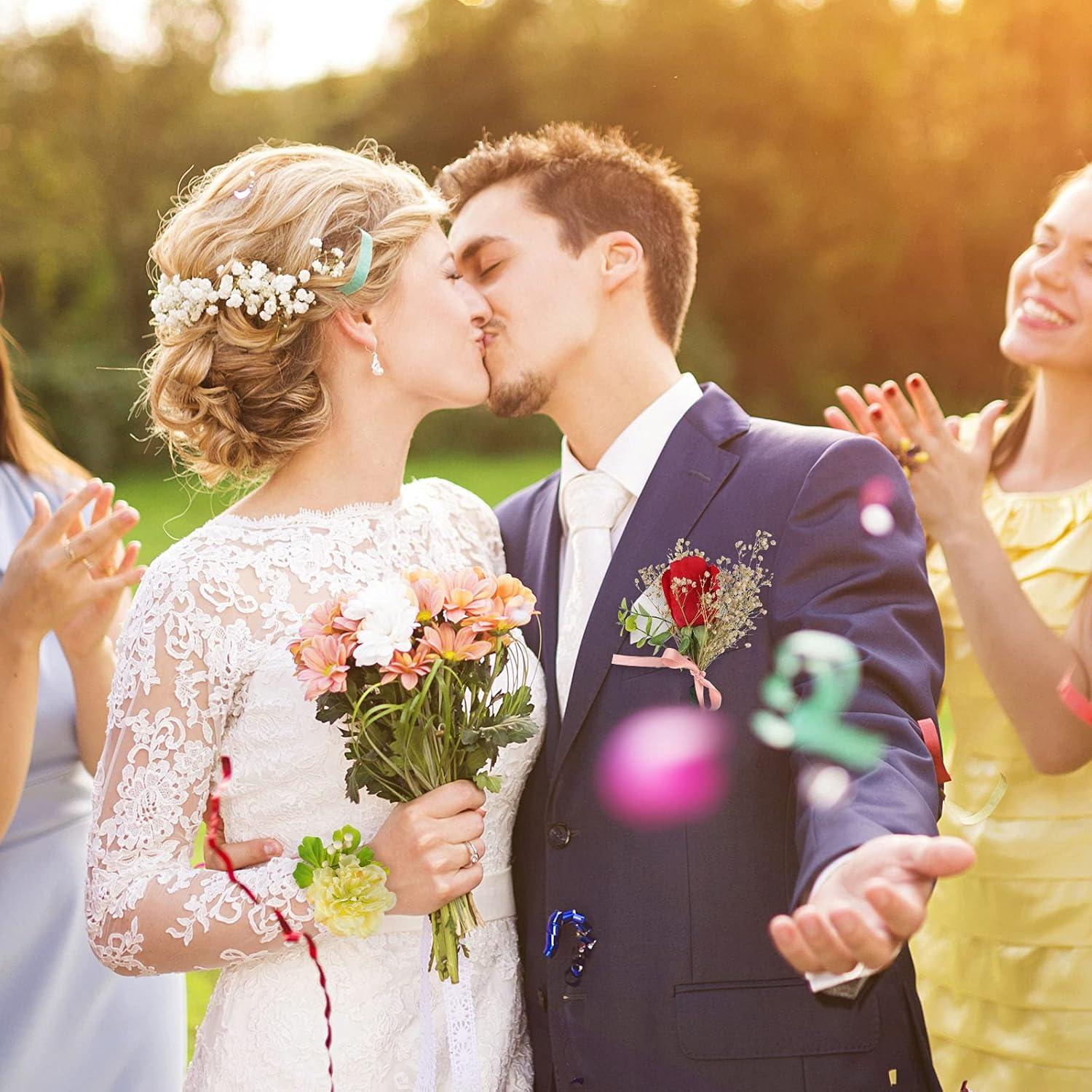 Kit de Accesorios para Boda Waydress: 4 Bandas de Muñeca y 15 Boutonnieres Magnéticos