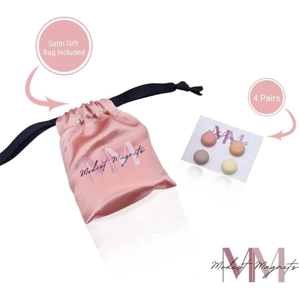 Conjunto 4 Broches Magnéticos Sin Pin para Hijab Rosa